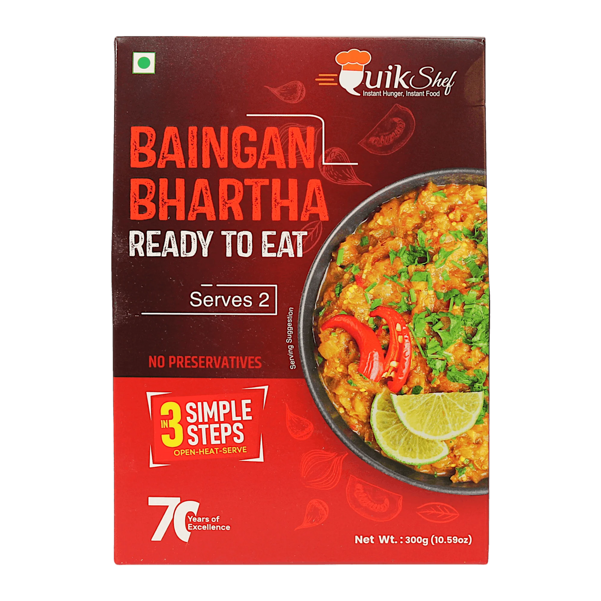 QuikShef Bhaigan Bhartha Ready To Eat